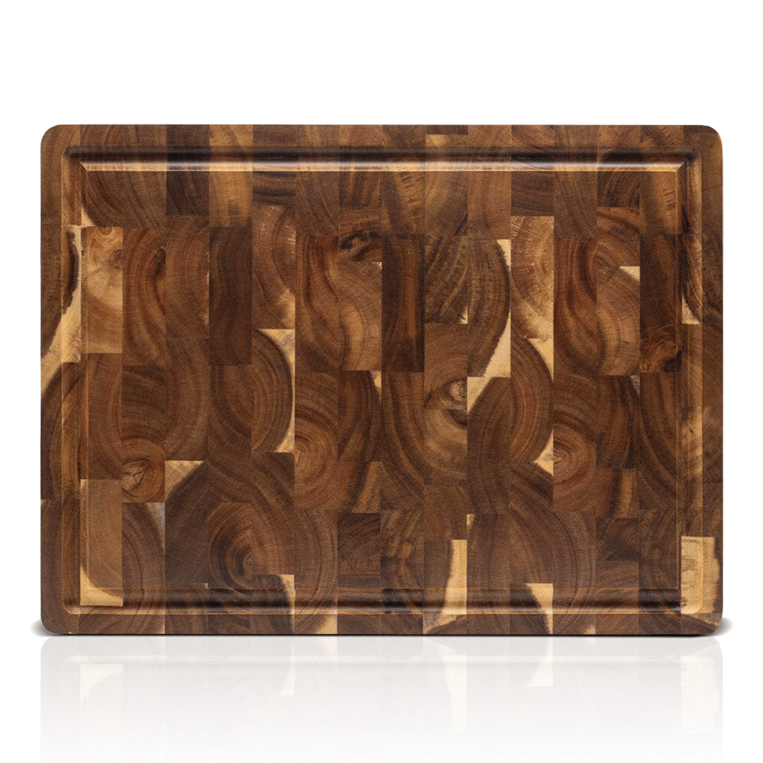Acacia wood cutting board with a knife-friendly surface, ideal for kitchen prep and durable chopping tasks. 0
